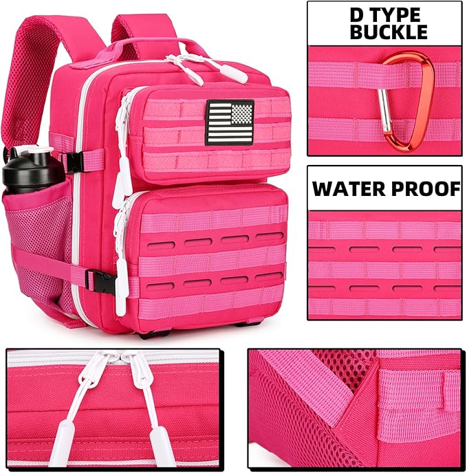 9L Mini Tactical Backpack 9L Assault Pack 9L Tactical Backpack Hiking Fitness Backpack(Rose Red)