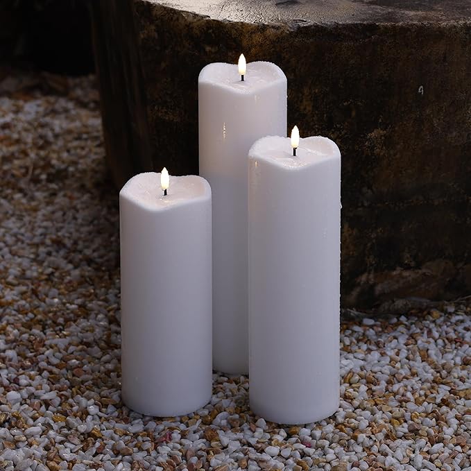 4" x10" Outdoor Flameless Candles with Remote, Large Waterproof Candles Battery Operated, Plastic Flickering LED Candles for Garden Patio Porch Home Party, White 1Pack