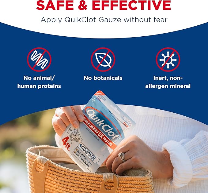 Adventure Medical Kits QuikClot Gauze - Flexible Hemostatic Medical Gauze for Emergency Survival or Disaster Preparedness Kits & More - Stops Bleeding Fast with Kaolin - 3" x 24" (2 Strips)