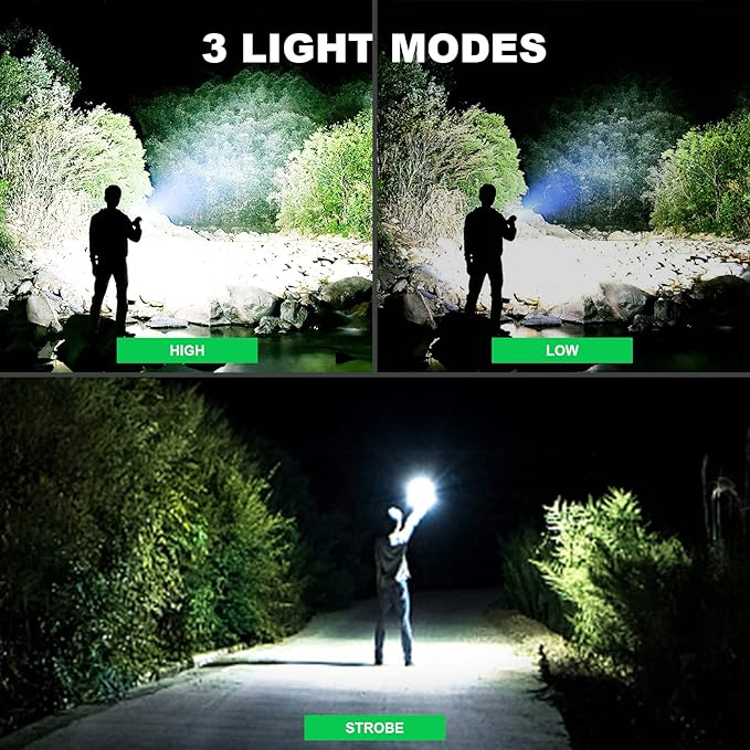 Rechargeable Flashlights 90000 High Lumens - 2 Pack, 12 Hours Powerful LED Flash Light with Multiple Light Modes, Super Bright & IPX5 Waterproof Torch for Camping, Home, Emergencies