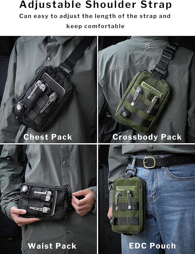 VIPERADE CHS2 Small EDC Sling Bag, Tactical Fanny Pack for Men, Molle Pouch Crossbody Backpack with Adjustable Shoulder Strap, Utility Chest Pouch Bag for Hiking/Traveling/Bush-Craft