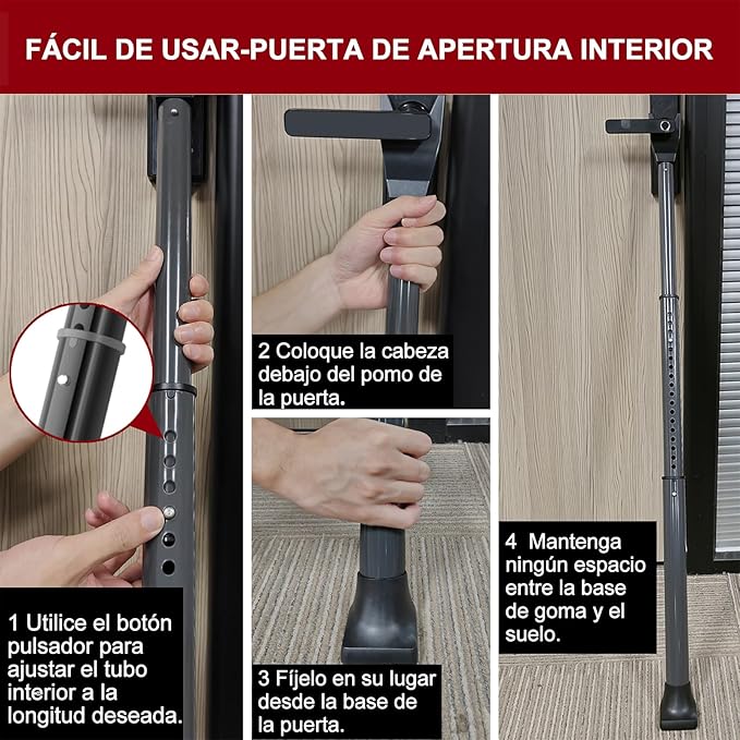 AceMining Upgraded Door Security Bar & Sliding Patio Bar, Heavy Duty Stoppers Adjustable Jammer for Home, Apartment, Travel (1 Pack,Grey)