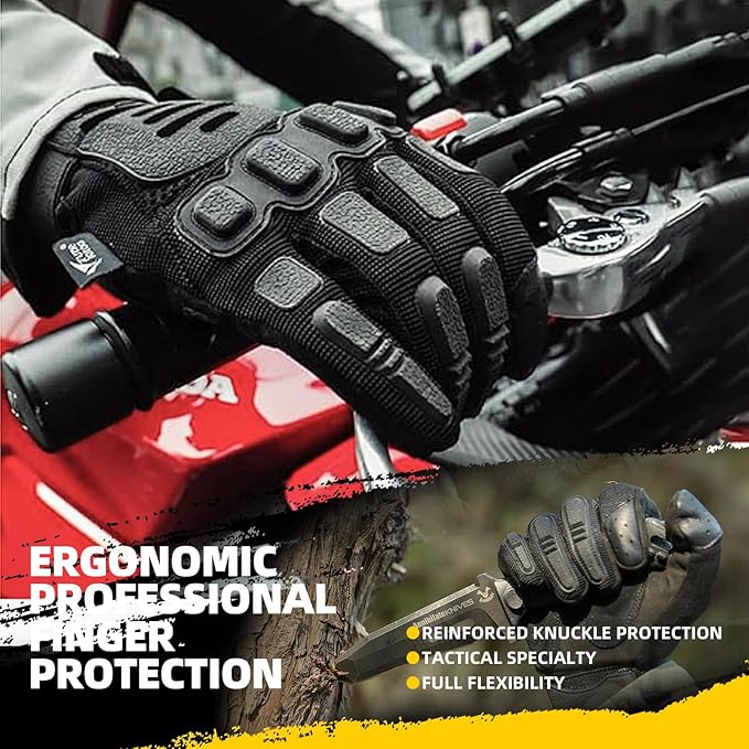 ZUNE LOTOO Touchscreen Tactical Gloves Men with TPR Finger Impact Protection & Palm Padded for Motorcycle Airsoft Paintball Range Work
