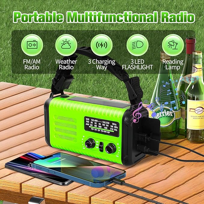 20000mAh/74000mWh Portable Emergency Weather Radio (Condor 1) NOAA/AM/FM with USB/Solar/Hand Crank Charging Battery Operated SOS Alarm & Flashlight for Indoor/Outdoor Emergencies Survival Supplies