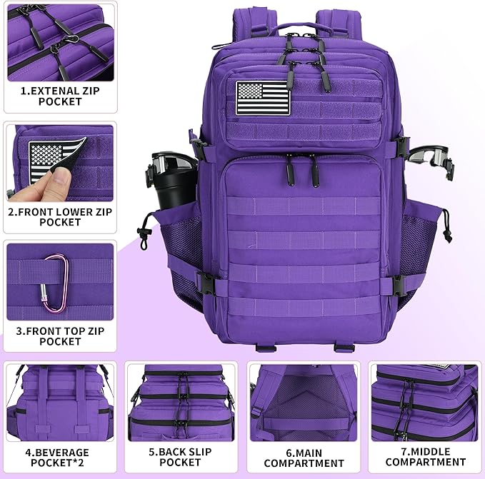 45L Military Tactical Backpack Hiking Backpacks Tactical Gear Camo Back Pack Army Molle Bag Rucksack Fitness Daypack
