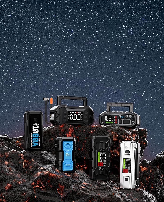 4000A Portable Car Jump Starter: 12V Battery Jumper Box Emergency Kits for 10.0L Car Truck, Auto Booster Start Pack, Fast Charger Power Bank with USB C Ports, LED Light, Smart Protection, GK-J1205