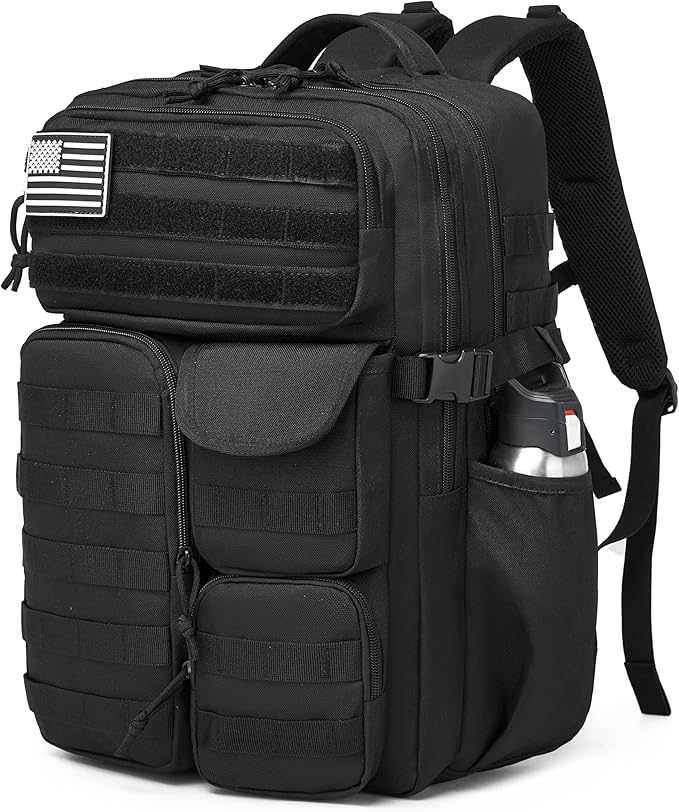 Wotony Tactical Backpack - Military waterproof backpack with multiple pockets and tactical gear for the outdoors (Black, 35L)