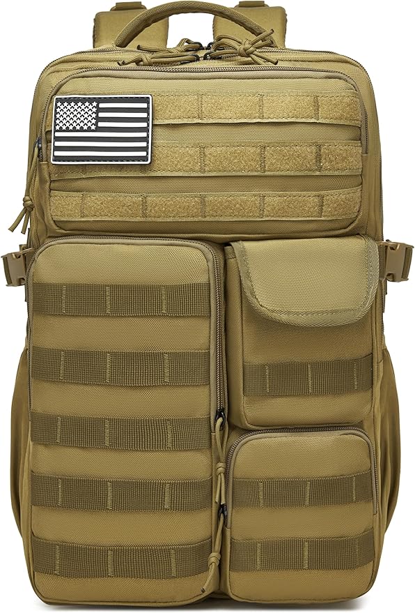 Wotony Tactical Backpack - Military waterproof backpack with multiple pockets and tactical gear for the outdoors (khaki, 35L)
