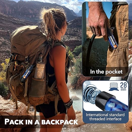 Water Filter Straw - Personal Water Purifier, Camping Water Filtration System, Straw Water Purification - Outdoor Emergency and Survival Gear for Hiking, Camping and Travel (2pcs)