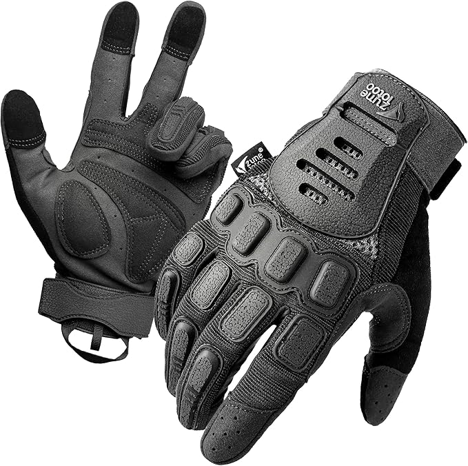 ZUNE LOTOO Touchscreen Tactical Gloves Men with TPR Finger Impact Protection & Palm Padded for Motorcycle Airsoft Paintball Range Work