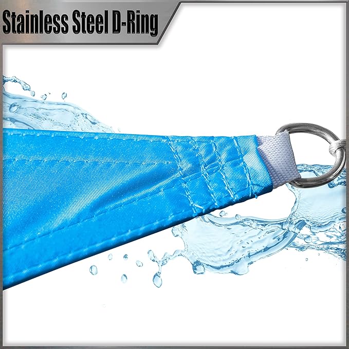 Amgo 10' x 10' Custom Size Blue Rectangle Square Waterproof Sun Shade Sail Order to Make UPF50+ AMWTPR0712 Canopy Awning, 98% UV Blockage Water Resistant, Backyard Patio Garden (We Customize)