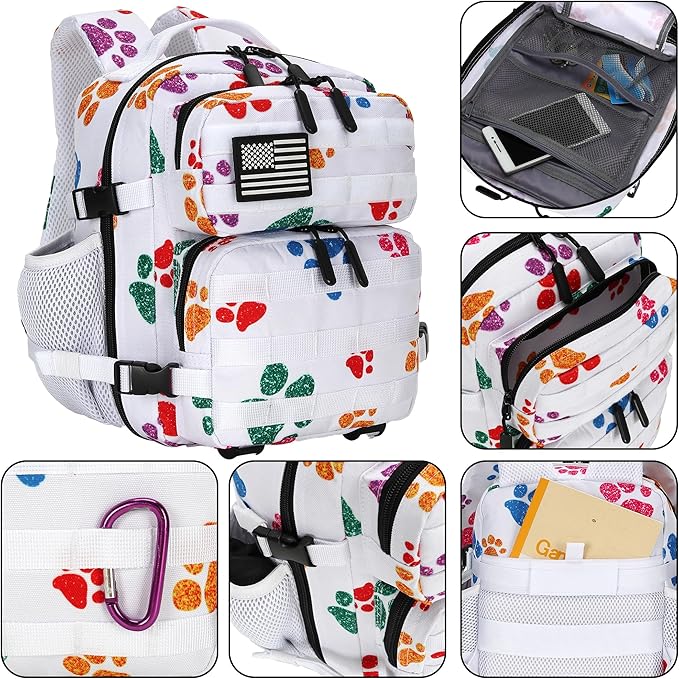 9L Mini Tactical Backpack for Men and Women, Tactical Backpack Small for Hiking, Small Tactical Bag (Colorful Cat's Paw)