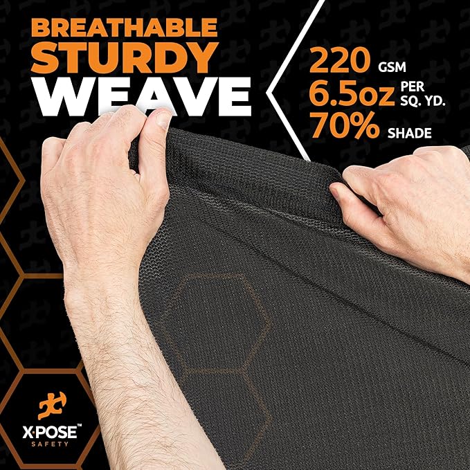 Xpose Safety Heavy Duty Mesh Tarp – 20'x 20' Multipurpose Black Protective Cover with Air Flow - Use for Tie Downs, Shade, Fences, Canopies, Dump Trucks – Weather and Tear Resistant
