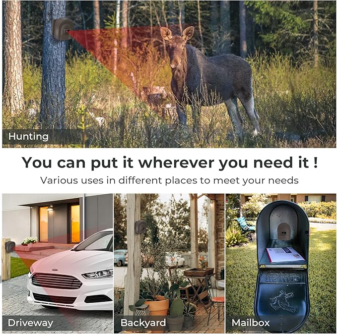 1/2 Mile Hosmart Driveway Alarm Wireless Sensor System & Driveway Sensor Alert System Weatherproof Security Outdoor Motion Sensor & Detector(1 Receiver & 2 Sensors)