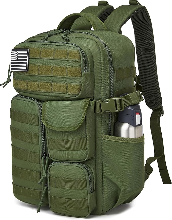 Wotony Tactical Backpack - Military waterproof backpack with multiple pockets and tactical gear for the outdoors (army green, 25L)