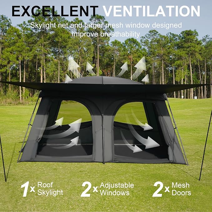 Vidalido Tents,6-8 Person Camping Tent with Extended Vestibule,2 Room Weather Resistant Family Tents,Easy Install Waterproof Outdoor Tent for Backpacking and Camping Hiking
