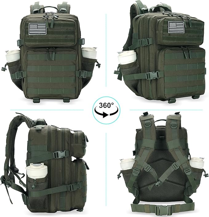 25L Military Tactical Backpack Small Army Assault Pack Molle Daypack for Men and Women for Work Travel Gym Outdoor Hiking Camping (Army Green)