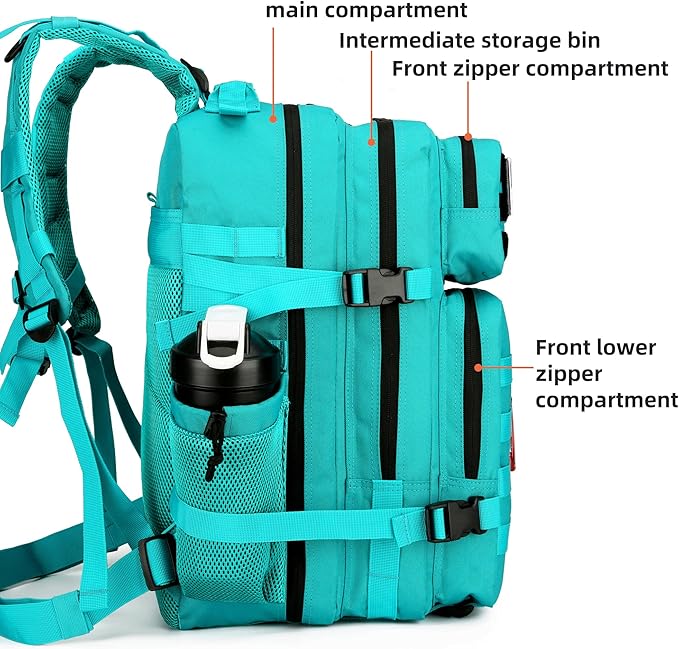 45L Tactical Assault Backpack 3 day assault pack with Molle Waterproof backpack Rucksack for Tactical Backpacks (Lake Blue)