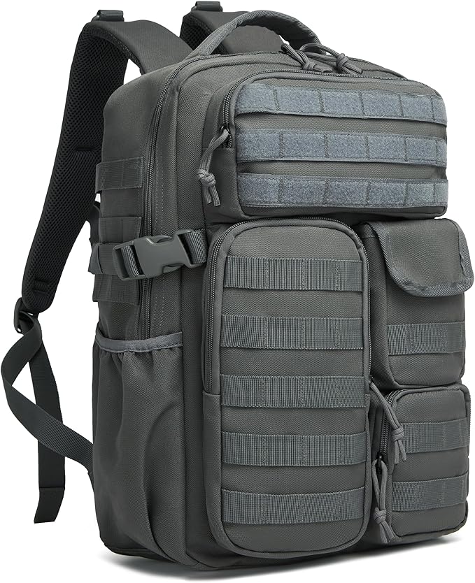Wotony Tactical Backpack - Military waterproof backpack with multiple pockets and tactical gear for the outdoors (dark gray, 25L)