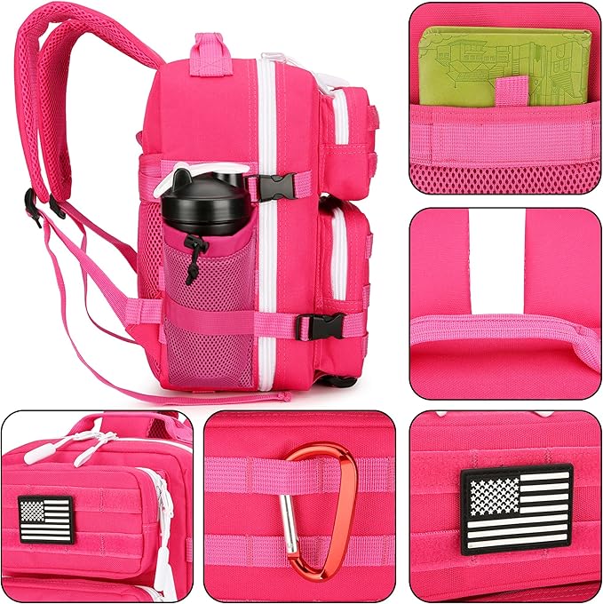 9L Mini Tactical Backpack for Men and Women, Tactical Backpack Small for Hiking, Small Tactical Bag (Rose Red)