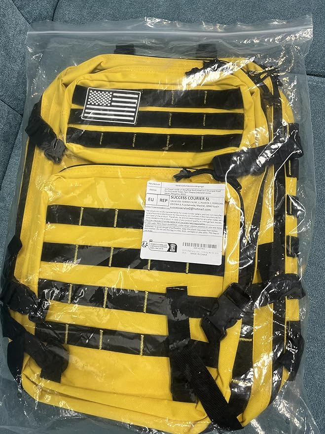 45L Military Tactical Backpack for Men & Women Bug Out Bag Assault pack Molle Daypack Hiking Trekking Rucksack(Yellow)