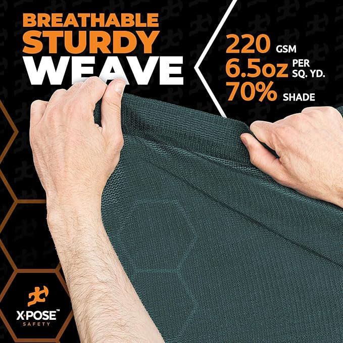 Xpose Safety Heavy Duty Green Mesh Tarp 4' x 15' – 70% Sunblock Shade Cloth with Grommets for Garden, Fence, Privacy Screen, Canopies, Dump Trucks, Pool Cover – Tear & Weather Resistant