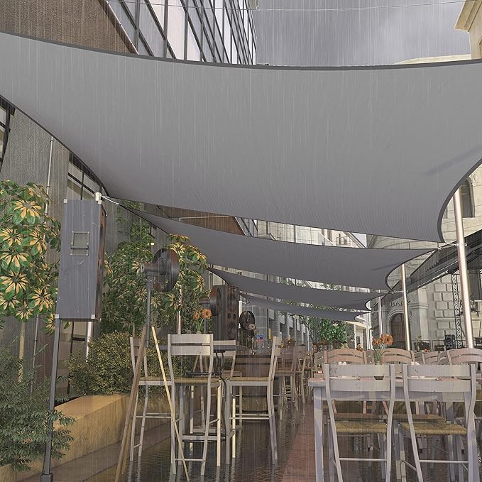 Amgo 10' x 10' Custom Size Grey Rectangle Square Waterproof Sun Shade Sail Order to Make UPF50+ AMWTPR0712 Canopy Awning, 98% UV Blockage Water Resistant, Backyard Patio Garden (We Customize)