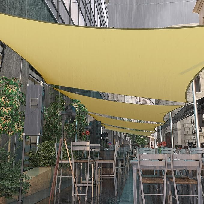Amgo 10' x 10' Custom Size Beige Rectangle Square Waterproof Sun Shade Sail Order to Make UPF50+ AMWTPR0712 Canopy Awning, 98% UV Blockage Water Resistant, Backyard Patio Garden (We Customize)
