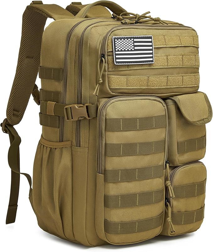 Wotony Tactical Backpack - Military waterproof backpack with multiple pockets and tactical gear for the outdoors (khaki, 35L)