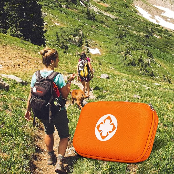 276PCS Mini Car First Aid Kit Travel Size for Business Trips, Compact First Aid Emergencies Kit Supplies for Rv Hiking Rode Trips Home Essentials, Orange AMORNING