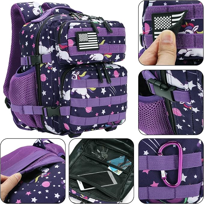9L Tactical Assault Backpack Gym Pack Hiking Travel Pack Camping Backpack (PurpleStar)