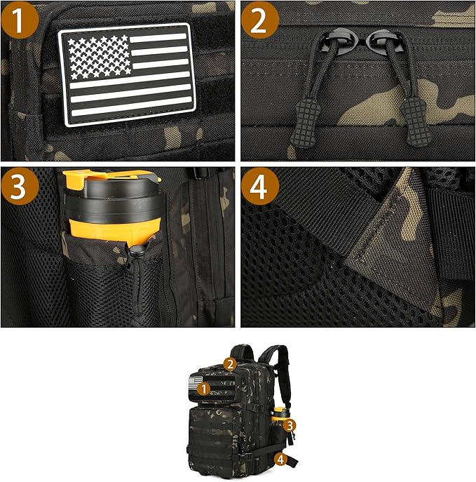 45L Tactical Assault Backpack 3 day assault pack with Molle Waterproof backpack Rucksack for Tactical Backpacks