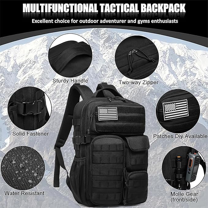 Wotony Tactical Backpack - Military waterproof backpack with multiple pockets and tactical gear for the outdoors (army green, 30L)