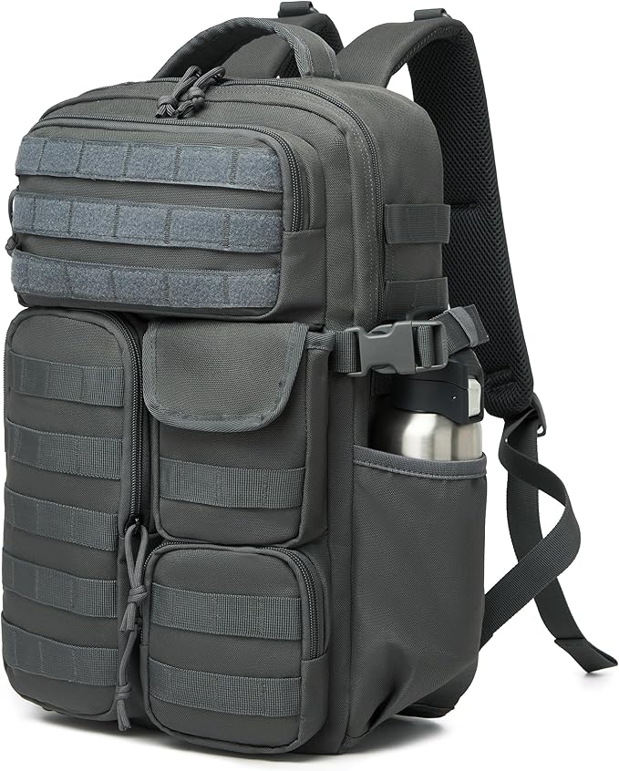 Wotony Tactical Backpack - Military waterproof backpack with multiple pockets and tactical gear for the outdoors (dark gray, 25L)