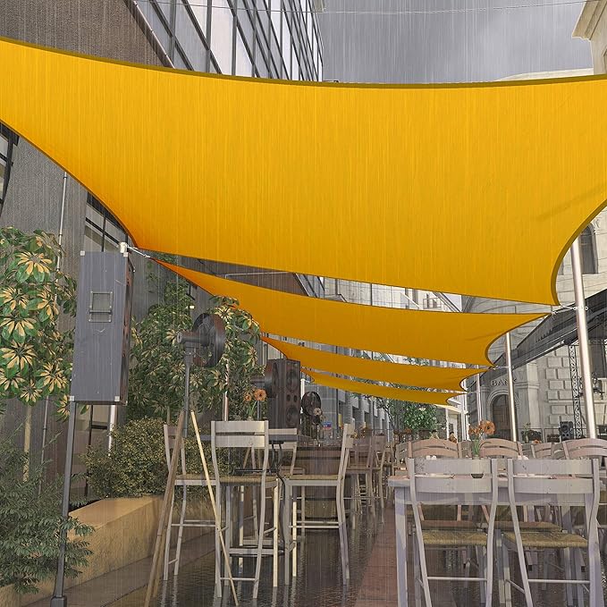 Amgo 10' x 11' Custom Size Yellow Rectangle Square Waterproof Sun Shade Sail Order to Make UPF50+ AMWTPR0712 Canopy Awning, 98% UV Blockage Water Resistant, Backyard Patio Garden (We Customize)