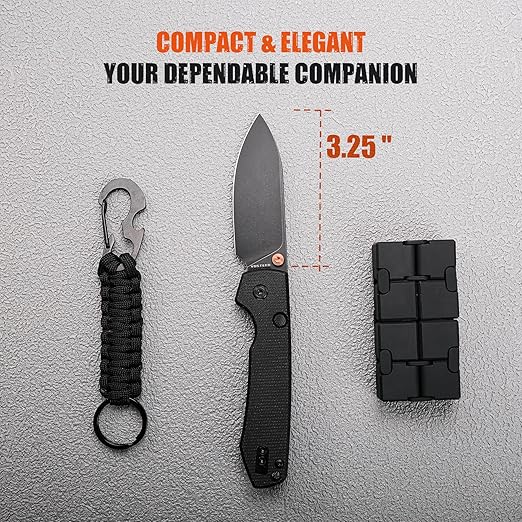 Vosteed Raccoon EDC Folding Pocket knife with Clip, Top Liner Lock Knife with 3.25" Sandvik 14C28N Steel Blade, Micarta Handle for Camping, Hiking - A2902