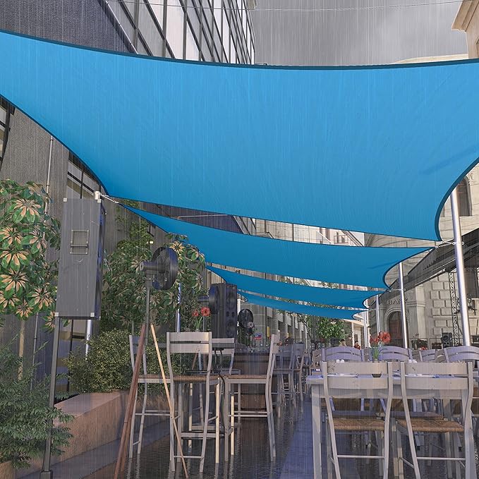 Amgo 10' x 10' Custom Size Blue Rectangle Square Waterproof Sun Shade Sail Order to Make UPF50+ AMWTPR0712 Canopy Awning, 98% UV Blockage Water Resistant, Backyard Patio Garden (We Customize)