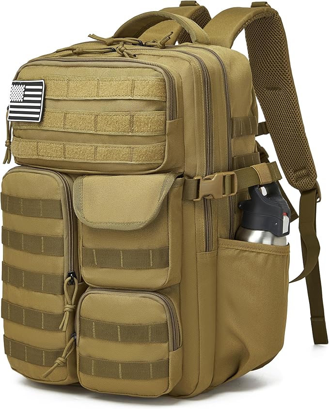Wotony Tactical Backpack - Military waterproof backpack with multiple pockets and tactical gear for the outdoors (khaki, 35L)