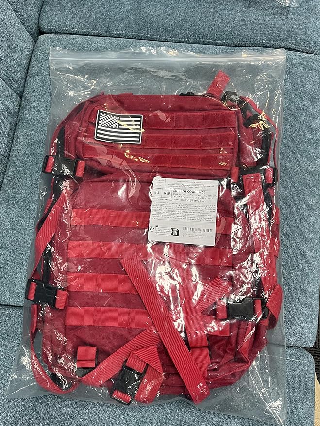 45L Military Tactical Backpack for Men & Women Bug Out Bag Assault pack Molle Daypack Hiking Trekking Rucksack(Red)