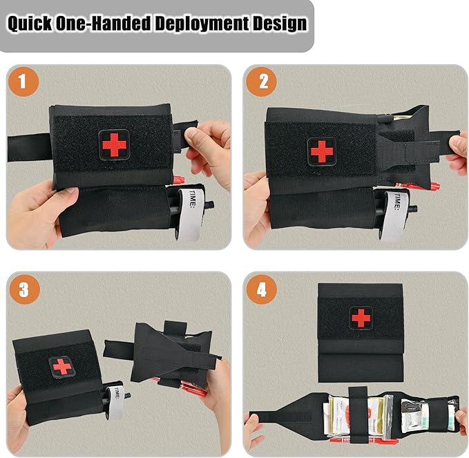 2-in-1 Micro Med Kit Med Pouch Tactical Mini First Aid Pouch Empty Small IFAK Pouch Compact Med Pouch EDC Bag with Tourniquet Holder |MOLLE Belt IFAK Micro Trauma Kit Pouch