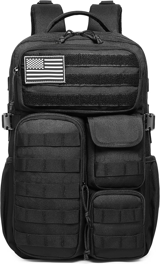 Wotony Tactical Backpack - Military waterproof backpack with multiple pockets and tactical gear for the outdoors (Black, 25L)