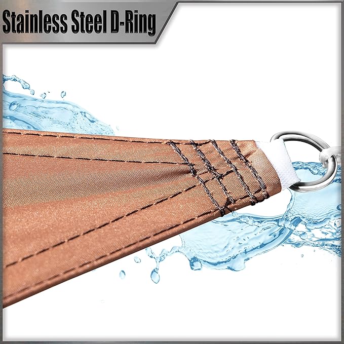Amgo 10' x 10' Custom Size Brown Rectangle Square Waterproof Sun Shade Sail Order to Make UPF50+ AMWTPR0712 Canopy Awning, 98% UV Blockage Water Resistant, Backyard Patio Garden (We Customize)