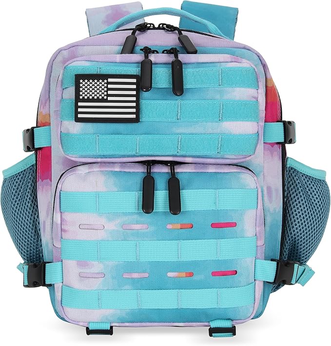 9L Mini Tactical Backpack 9L Assault Pack 9L Tactical Backpack Hiking Fitness Backpack(Rainbow Tie-Dye)