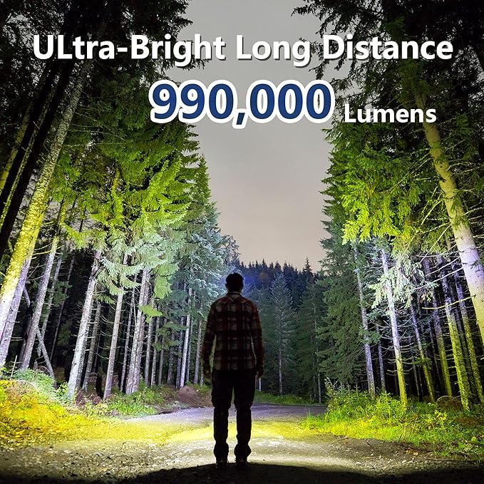 Rechargeable Flashlights 2Pack High Lumens, 5Mode Rechargeable Flashlights with LCD Digital Display, Super Bright Flashlight Adjustable Tactical Flash Light, High Powered LED Flashlight for Emergency