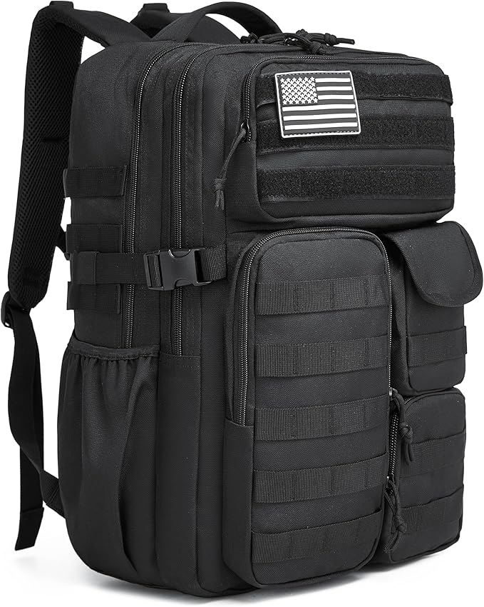 Wotony Tactical Backpack - Military waterproof backpack with multiple pockets and tactical gear for the outdoors (Black, 35L)