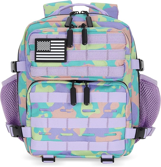 9L Tactical Assault Gym Backpack Hiking Travel Backpack Camping(Purple Green and Yellow)