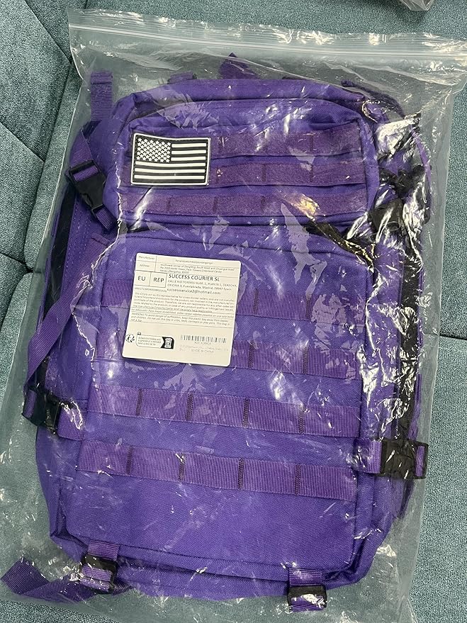 45L Military Tactical Backpack for Men & Women Bug Out Bag Assault pack Molle Daypack Hiking Trekking Rucksack(Purple)
