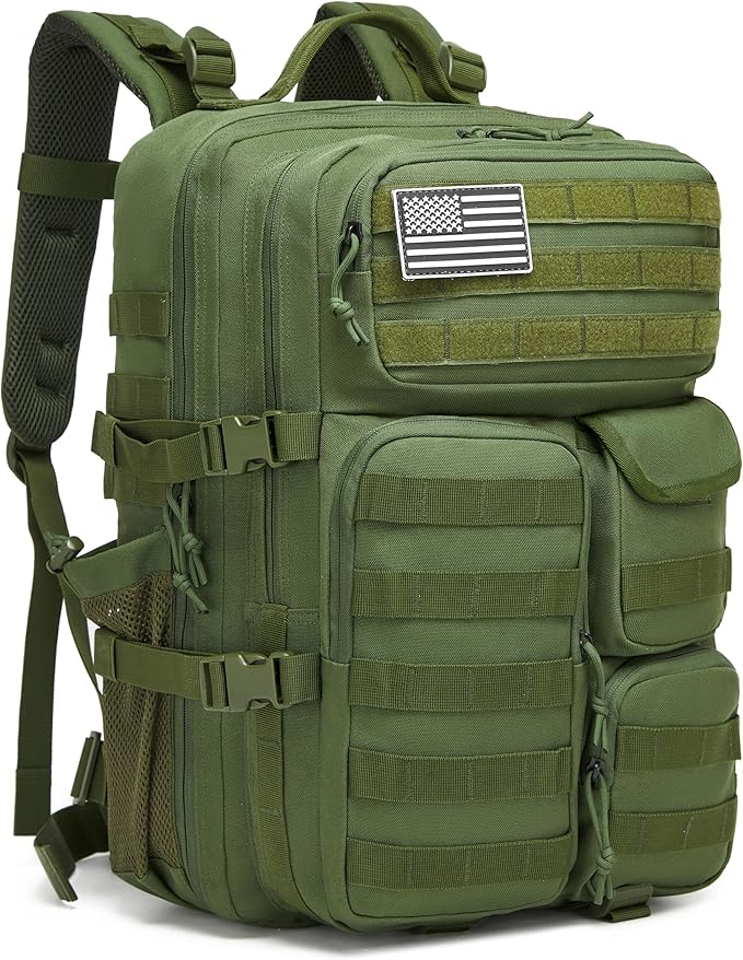 Wotony Tactical Backpack - Military waterproof backpack with multiple pockets and tactical gear for the outdoors (army green, 45L)