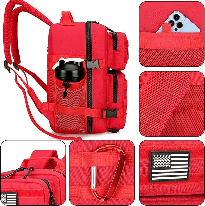 9L Mini Tactical Backpack for Men and Women, Tactical Backpack Small for Hiking, Small Tactical Bag (Red)