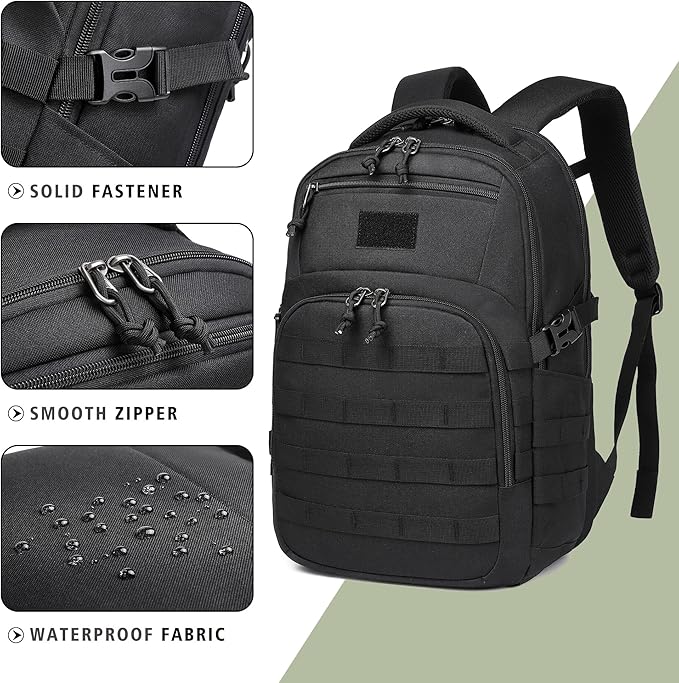 Wotony Military tactical backpack, backpack for men black small tactical assault bag